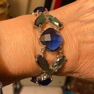 NWOT AK blue stone and silver ton bracelet.